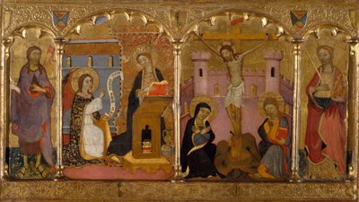 Saint John the Baptist, Annunciation, Crucifixion and Saint Catherine of Alexandria by Francesc Comes